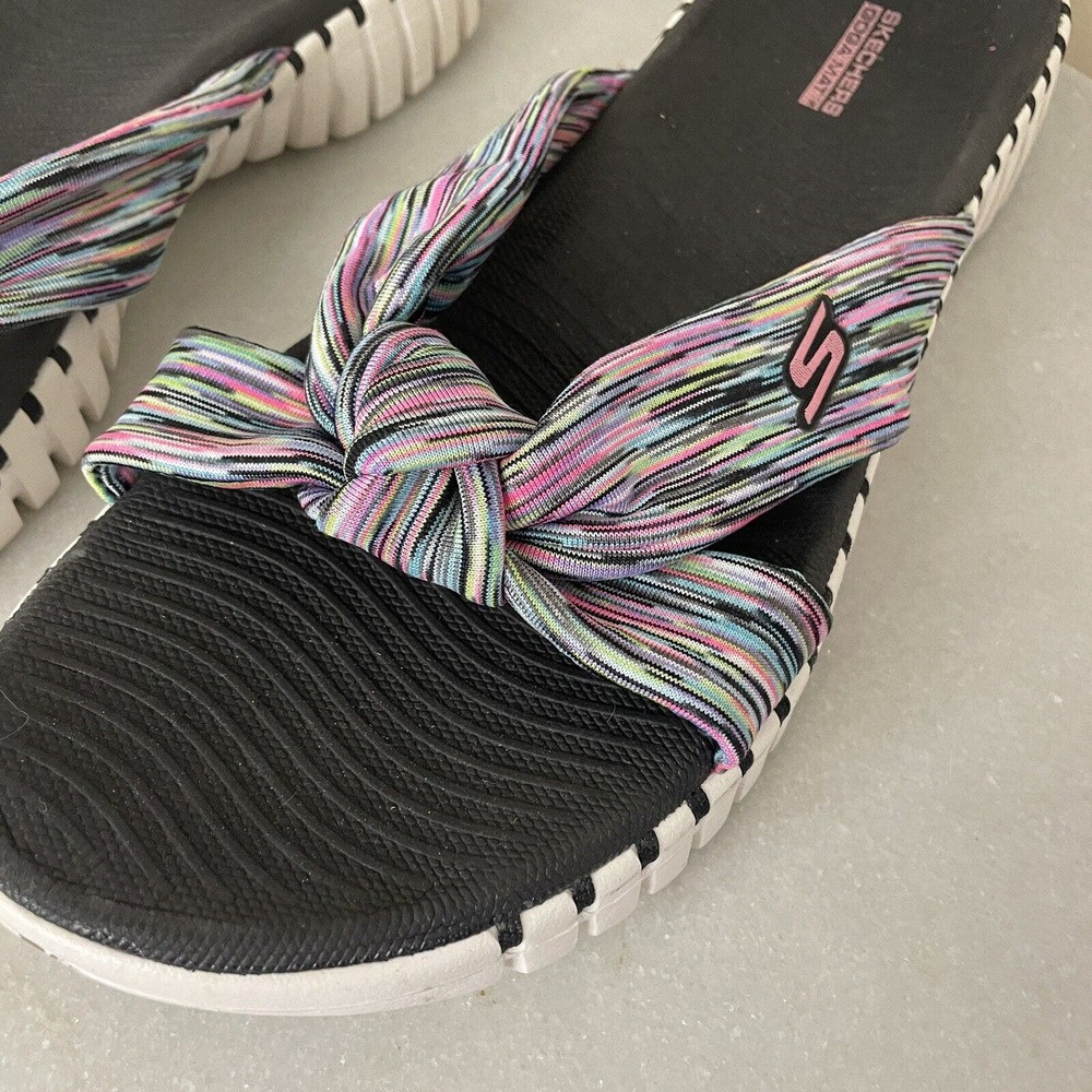 Skechers Go Walk Smart Sandals Flip Flop Elated Black Multicolor